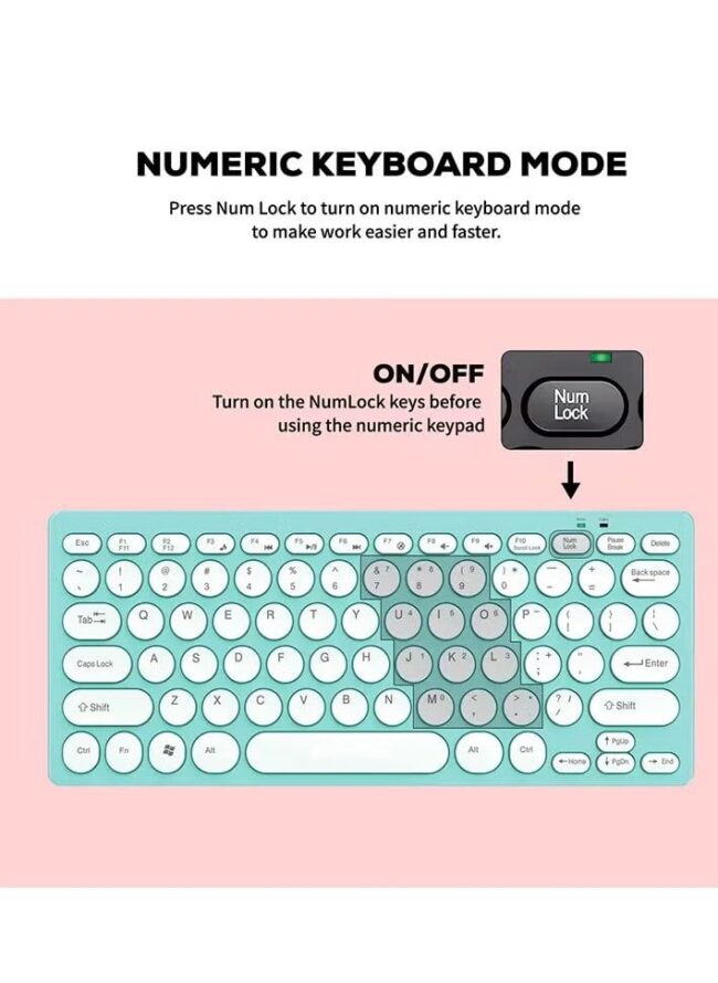 ⁦Jertech DK500 USB Mini Silent Keyboard , Wired Office Comfort keyboard - 78 Slim Round keycap⁩ - الصورة ⁦2⁩
