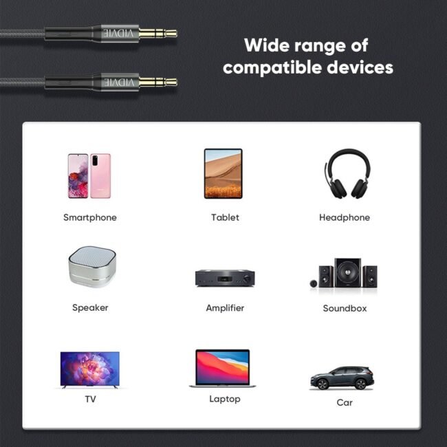 Vidvie AL1110 audio cable DC3.5MM male to male 1.8M