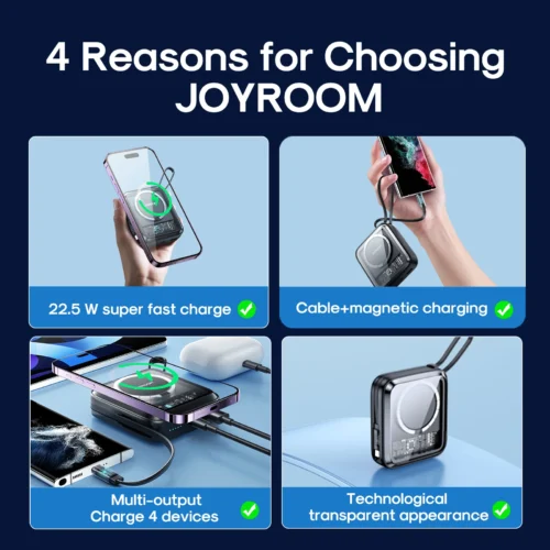 Joyroom JR-L006 22.5W Magnetic Wireless Power Bank 10000mAh باوربنك ماج سيف