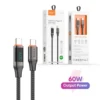 اشترِ كابل شحن Vidvie CB4036C&C تايب سي 60W بمصر. كابل مصفح نايلون مع شاشة LED لعرض القوة الفعلية ودعم شحن اللابتوب والموبايل بأفضل سعر!