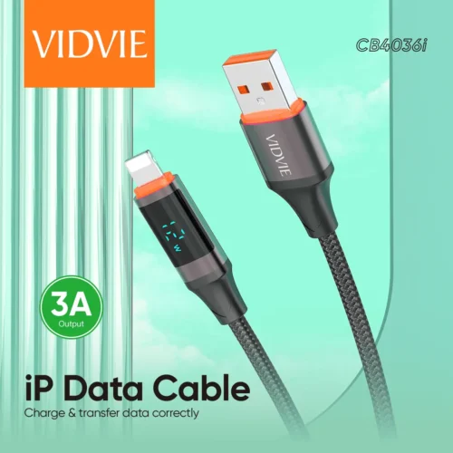 Vidvie CB4036i iPhone Fast Charging Data Cable 3A USB-A to lightning 1.2M كابل شحن ايفون بشاشة لعرض القدرة