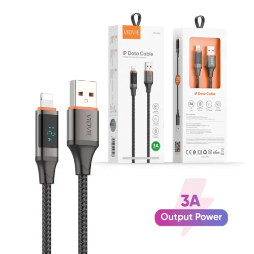اشترِ كابل شحن لايتينج Vidvie CB4036i للآيفون بمصر بقوة 3A. وصلة شحن مصفحة مع شاشة LED لعرض القوة الفعلية بأفضل سعر واضمن حماية بطاريتك!