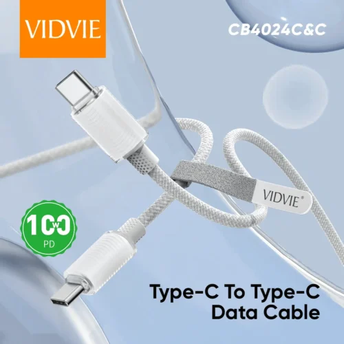 Vidvie CB4024C&C Type-C to Type-C Data Cable PD100W 120cm كابل شحن تايب سي لتايب سي ١٠٠ واط