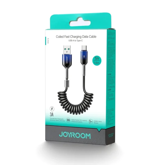 Joyroom S-A43 Crystal-Clear Series Coiled Fast Charging Data Cable