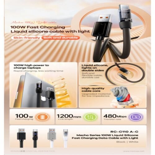 REMAX RC-C110A Mecha Series 100W USB to Type-C Fast Charging Data Cable