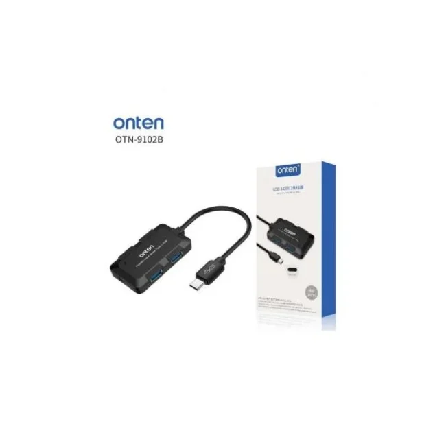 ONTEN OT-9102B USB 3.0 Type C OTG Hub with 4 Port USB 3.0 Ports with LED Light for Mobile Phone Laptop MacBook