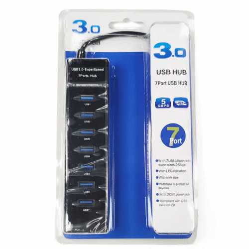 7 Ports 3.0 USB Hub Support 1Tb High Speed