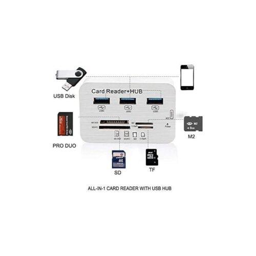3Ports USB 3.0 Hub with Card Reader MS SD M2 TF Multi-in-1 Memory Adapter