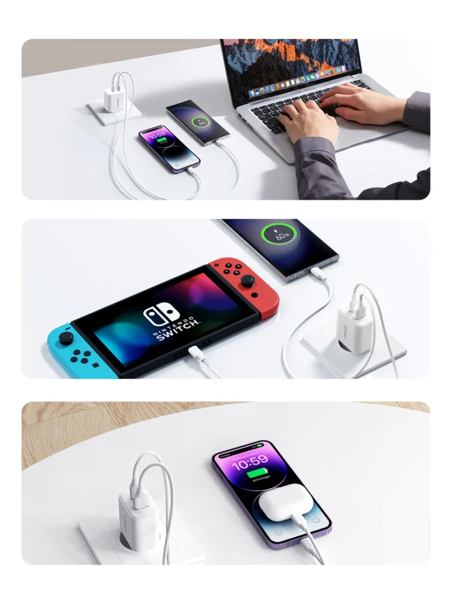 ⁦Joyroom JR-TCF05 Flash Series EU 20WA USB C/USB A Dual-Port Charger + Type C to Lighting Cable⁩ - الصورة ⁦5⁩