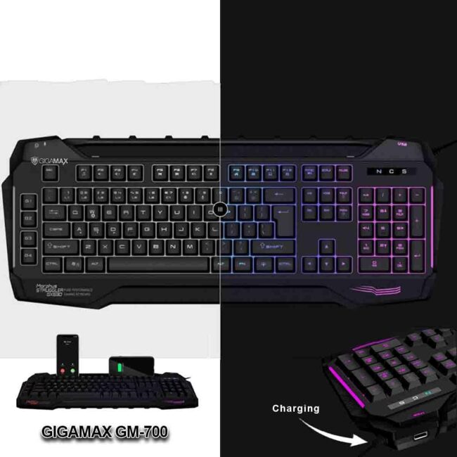 GigaMax Gm700 Keyboard Master Gaming Full Multimedia With 7 Color