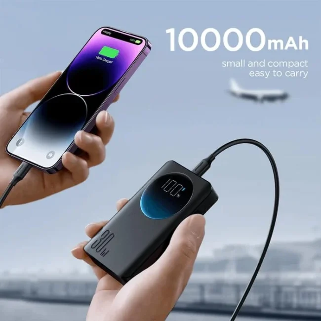 Joyroom JR-PBF01 Fast Charging Power Bank 10000mAh 3 Ports (2 USB, 1 PD) 30W, Digital Display & Built-In Flash Light