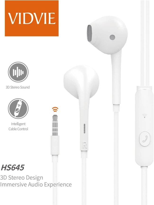 ⁦VIDVIE HS645 Wired Stereo Earphones With Microphone In Ear Headset 3.5mm⁩ - الصورة ⁦3⁩