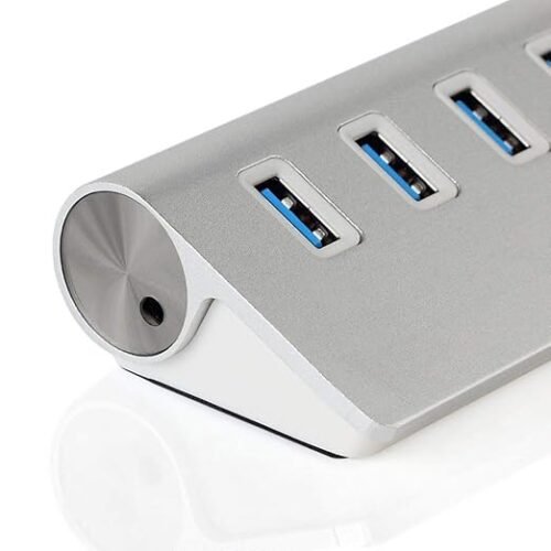 USB Hub,Aluminum 7-Port Compact Portable Super Speed USB 3.0 Data Hub for iMac MacBook PC Laptop