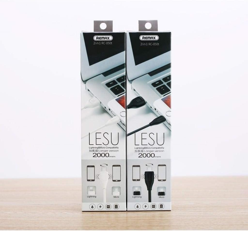 Remax Lesu RC-050t 2IN1 Switchable Side Connector Micro USB And Lightning Cable 2M كابل شحن ٢ في ١ لايتينج ايفون و مايكرو ف نفس الوقت 3 اشترِ كابل Remax RC-050t 2-in-1 بمصر. كابل 2 متر ذكي يشحن آيفون ومايكرو في نفس الوقت بتصميم مبتكر وأفضل سعر من KCS Store.