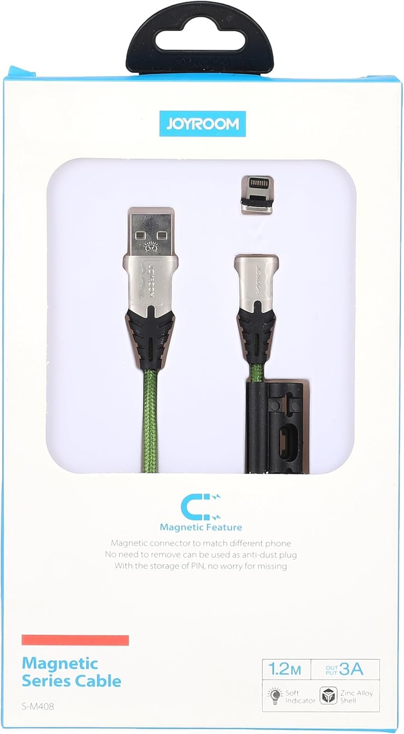 Joyroom S-M408 Magnetic Series iphone Data Cable 1.2M كابل شحن آيفون ممغنط للحفاظ على سوكت الشحن 3 اشترِ كابل آيفون ممغنط Joyroom S-M408S بمصر. كابل مضفر بقوة 3A لشحن ومزامنة البيانات وحماية سوكت الشحن من التلف بأفضل سعر.