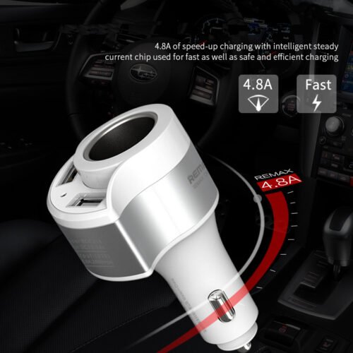 REMAX RCC218 CAR CHARGER 2USB 4.8A Fast Dual USB شاحن سيارة متعدد المنافذ