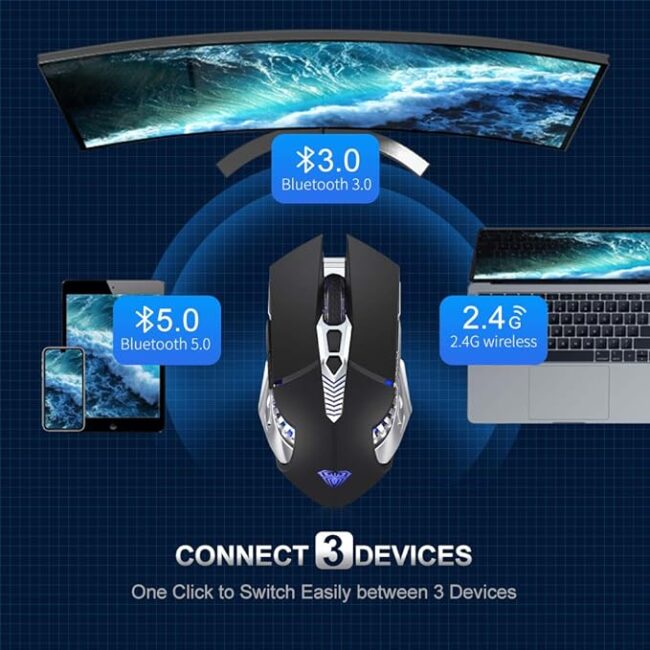 AULA SC200  Wireless Bluetooth Gaming Mouse Buttons LED Backlit