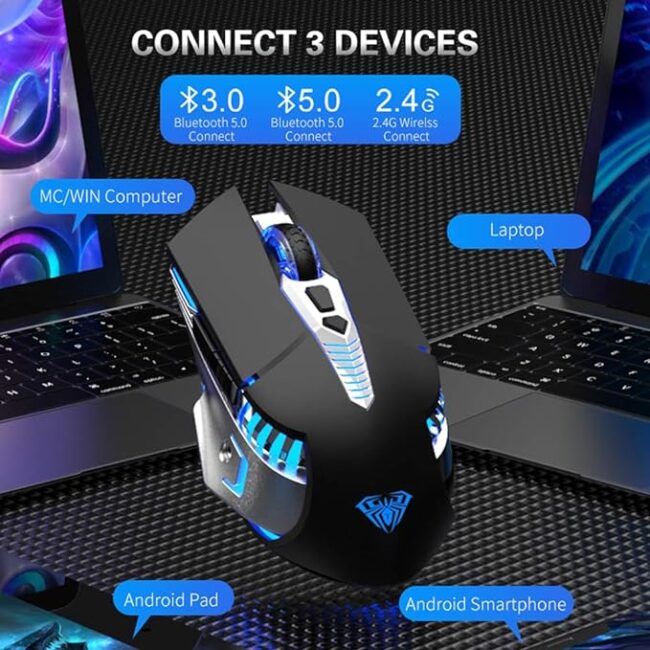 AULA SC200  Wireless Bluetooth Gaming Mouse Buttons LED Backlit
