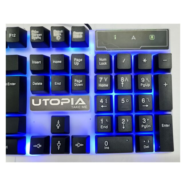 Utopia (BA-505) Gaming Keyboard with Rainbow Color LED Lighting and Metal cover Plastic Gaming Surface
