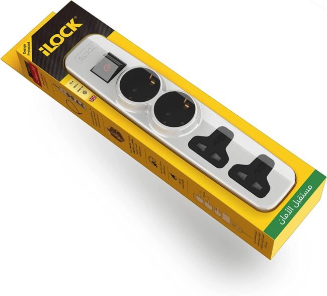 ⁦iLOCK power strip 4 outlets 2 schuko sockets + 2 universal sockets⁩ - الصورة ⁦2⁩