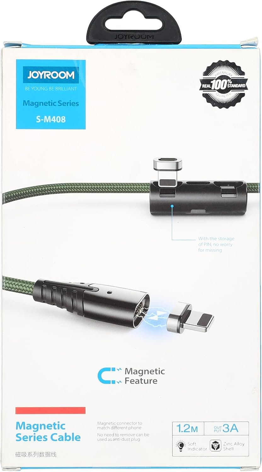 Joyroom S-M408 Magnetic Series iphone Data Cable 1.2M كابل شحن آيفون ممغنط للحفاظ على سوكت الشحن 2 اشترِ كابل آيفون ممغنط Joyroom S-M408S بمصر. كابل مضفر بقوة 3A لشحن ومزامنة البيانات وحماية سوكت الشحن من التلف بأفضل سعر.