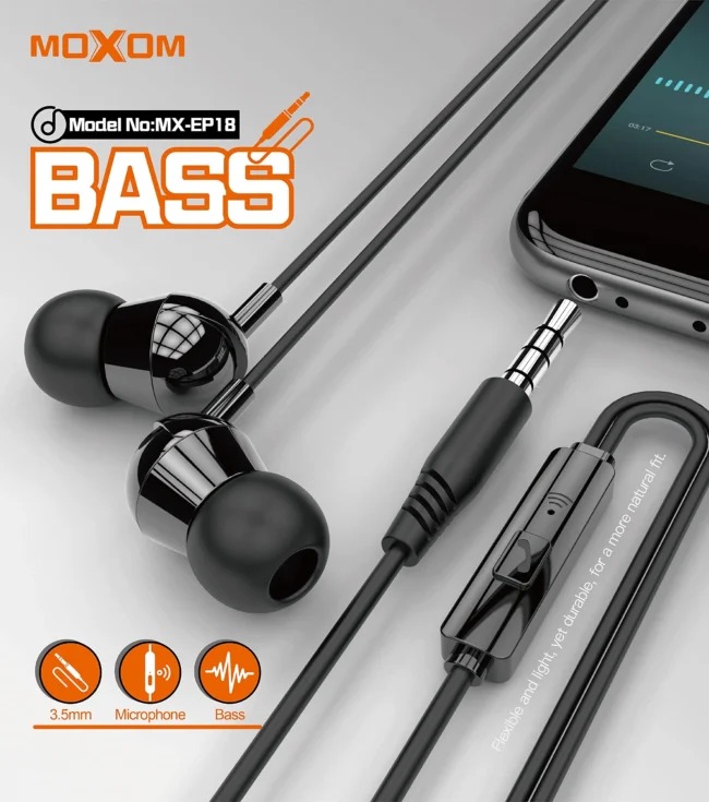 ⁦Moxom MX-EP18 Wired In Ear Earphone With Microphone⁩ - الصورة ⁦4⁩