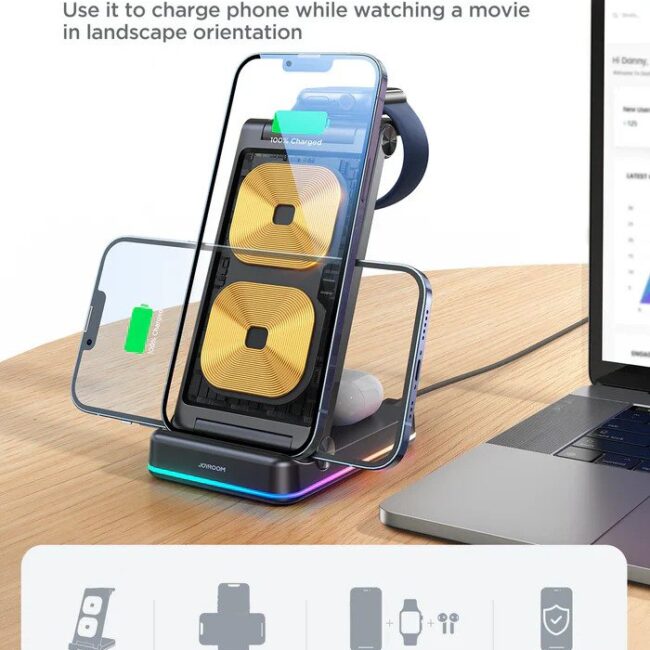 Joyroom 3-in-1 Foldable Wireless Charging Station JR-WQN01