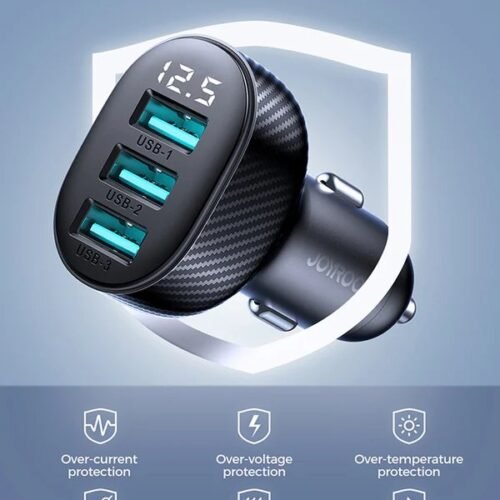 JR-CCD03 3.4A 3USB Digital Display Car Charger