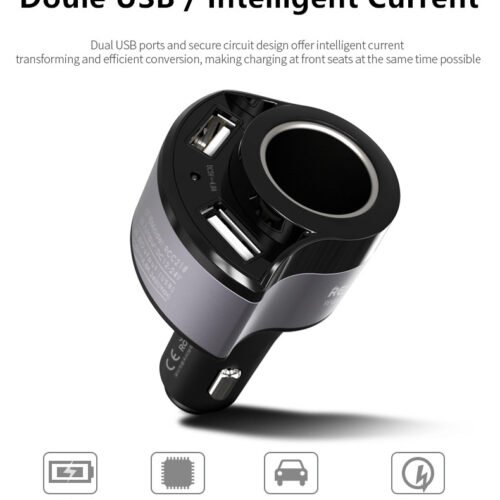 REMAX RCC218 CAR CHARGER 2USB 4.8A Fast Dual USB شاحن سيارة متعدد المنافذ