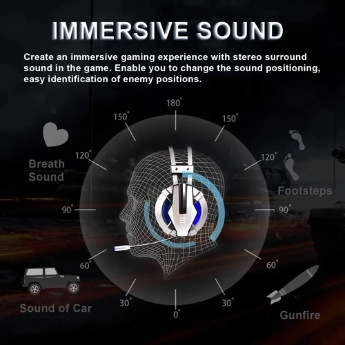EKSA E800 Stereo Surround Sound Gaming Headset Noise Cancelling Microphone LED Light