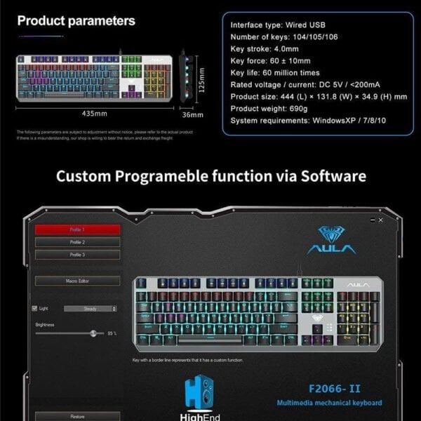 AULA F2066-ii Gaming Mechanical Keyboard