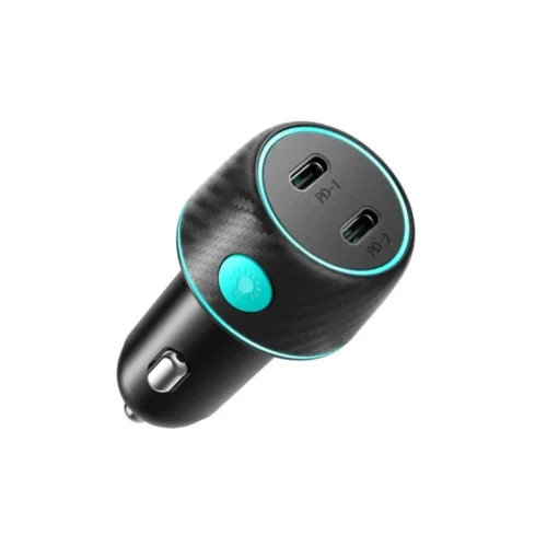 JR-CCN02 70W Dual PD Multi-Color Car Charger with Light Button
