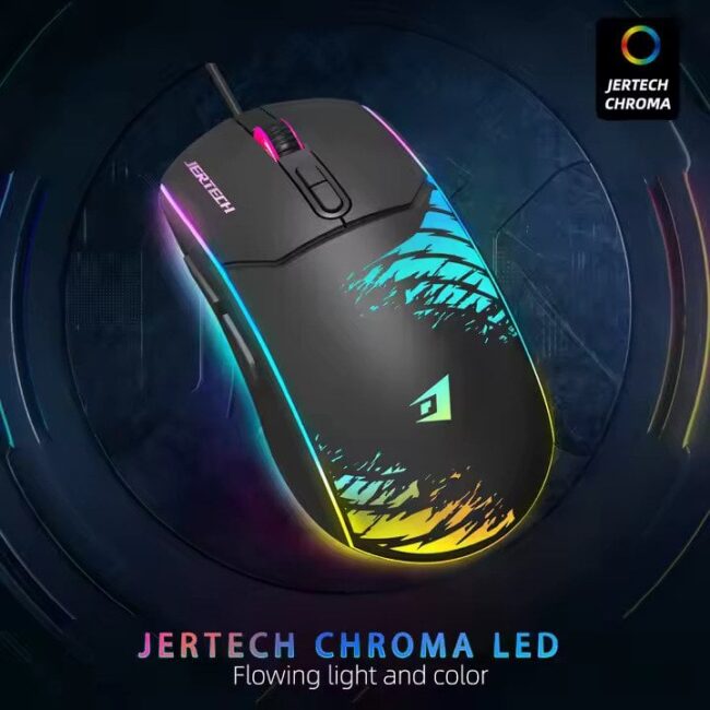 JERTECH XP14 Mouse New Best LED Braided Wire LOGO Design Backlit Adjustable 4 Gears DPI Wired Ergonomic 7D Gaming Mouse