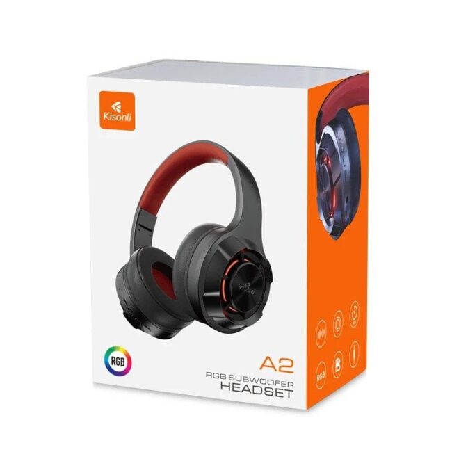Kisonli Gaming Headset A2 Bluetooth 5.0 Wireless Headphone Sport Gaming Headphone Wireless Foldable Hifi Stereo