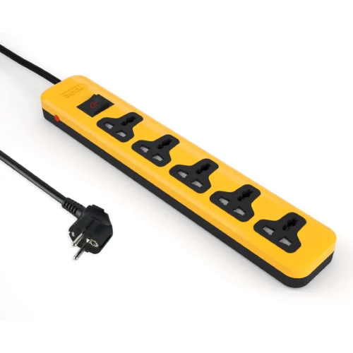 iLOCK 5026 power strip 5 universal outlets with overload switch (yellow)