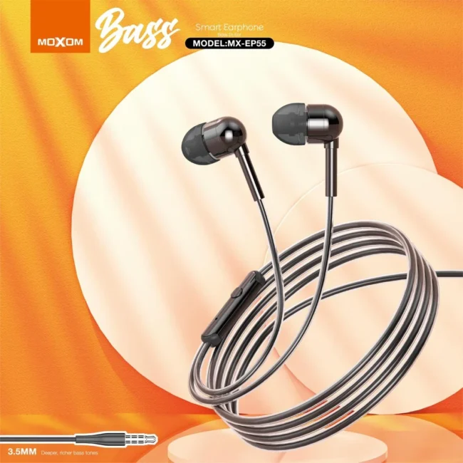MOXOM MX-EP55  Noise Isolation HiFi Stereo Surround Sound Sports 3.5mm Jack Handsfree Wired In-Ear Earphone With Mic