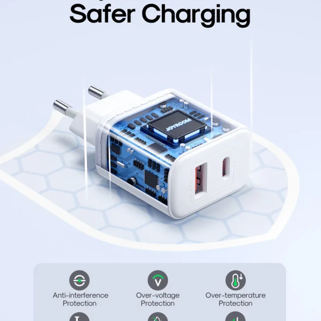 Joyroom JR-TCF05 Flash Series EU 20WA USB C/USB A Dual-Port Charger + Type C to Lighting Cable