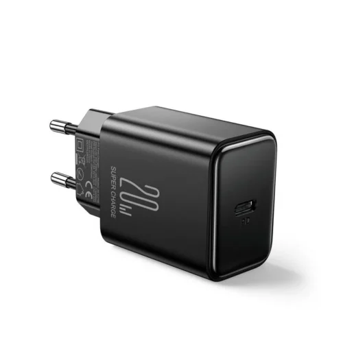 JOYROOM JR-TCF06 Flash Series PD 20W Single-Port Charger - Black (EU) + C To L Cable 1M
