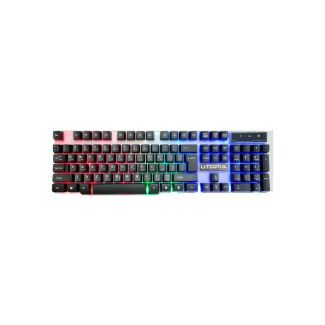 Utopia (BA-505) Gaming Keyboard with Rainbow Color LED Lighting and Metal cover Plastic Gaming Surface