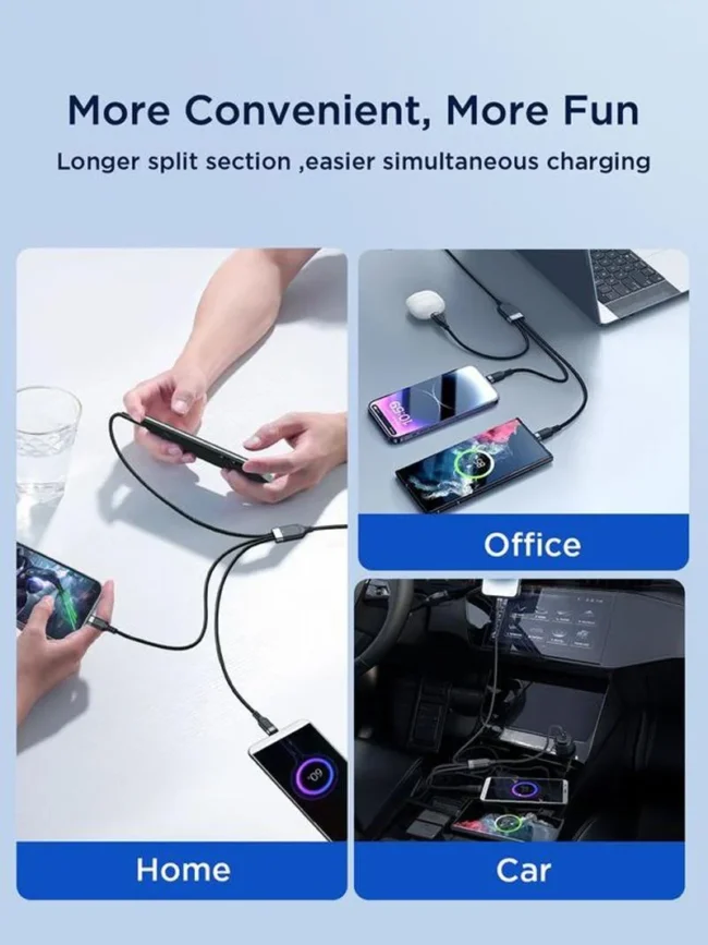 ⁦JOYROOM S-A18 Type-C to Lightning+Type-C+Micro 3 in 1 3.5A⁩ - الصورة ⁦5⁩