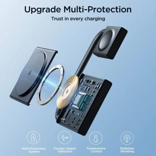 JR-WQN05 2-In-1 Magnetic Wireless Charger 15W Folding Charging Station Stand For iPhone / iWatch