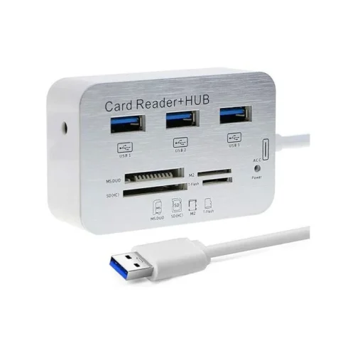 3Ports USB 3.0 Hub with Card Reader MS SD M2 TF Multi-in-1 Memory Adapter