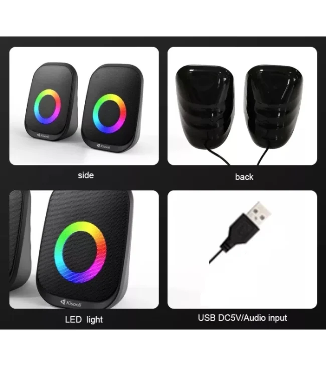 ⁦Kisonli X27 Speaker Wired Led Light Speaker with Mic⁩ - الصورة ⁦6⁩