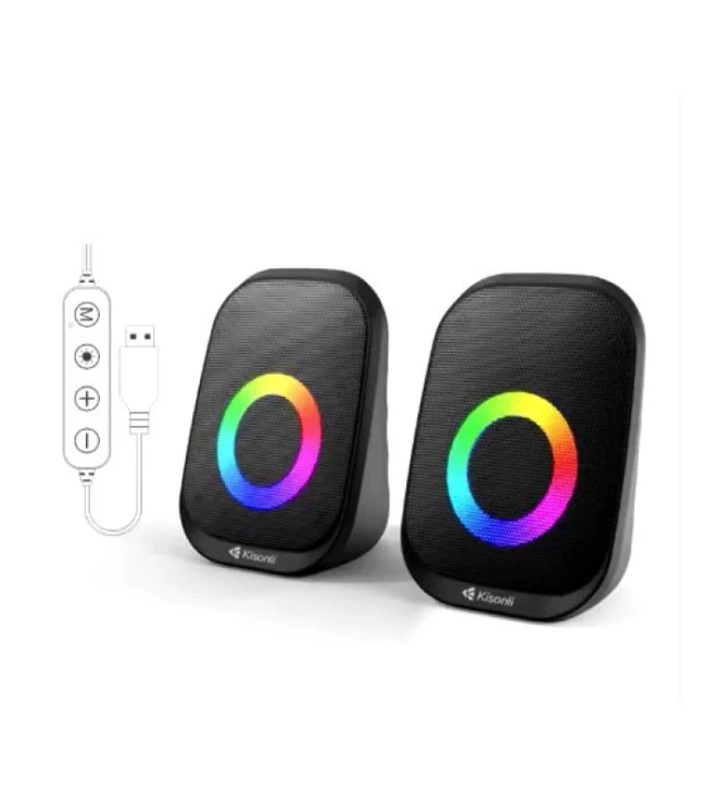 ⁦Kisonli X27 Speaker Wired Led Light Speaker with Mic⁩ - الصورة ⁦5⁩