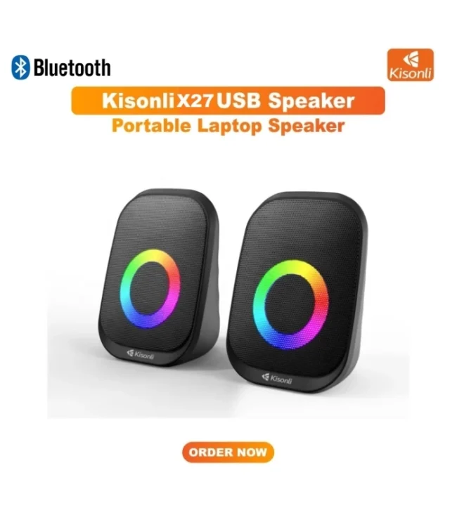 ⁦Kisonli X27 Speaker Wired Led Light Speaker with Mic⁩ - الصورة ⁦2⁩
