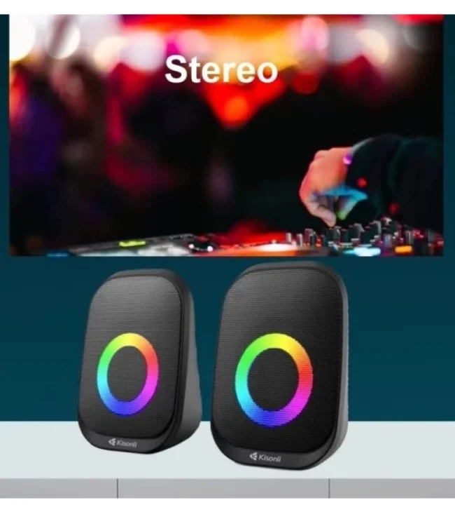 ⁦Kisonli X27 Speaker Wired Led Light Speaker with Mic⁩ - الصورة ⁦4⁩