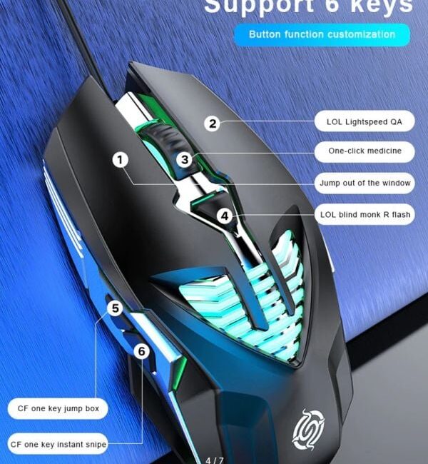 K-Snake RGB Gaming Mouse 6 LED Color Changing Q1 , 1600dpi