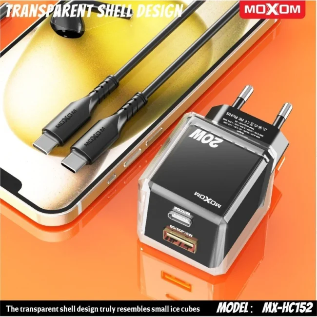 MOXOM MX-HC152PD PD20W Fast Travel Smart Charger with 2 USB Ports