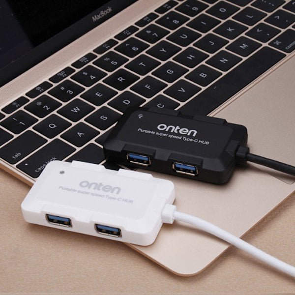 ONTEN OT-9102B USB 3.0 Type C OTG Hub with 4 Port USB 3.0 Ports with LED Light for Mobile Phone Laptop MacBook