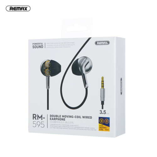 REMAX RM-595 Wired Earphone 3.5mm  سماعة ريماكس باس قوي